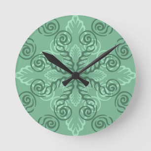 Ornate Green Leafy Scrollwork Wall Clock