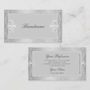 Ornate Grey Silver Mosaic Sparkle Jewels Ornaments Business Card