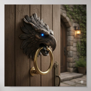 Ornate Gryphon Faucet - Detailed Mythical Sculptur Poster