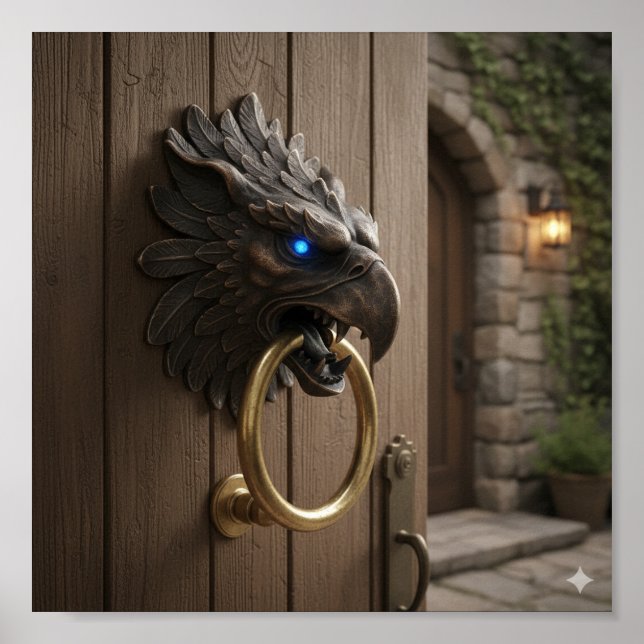 Ornate Gryphon Faucet - Detailed Mythical Sculptur Poster (Front)
