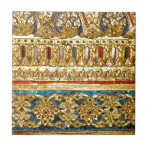 Ornate hand crafted Thai ceramics Tile
