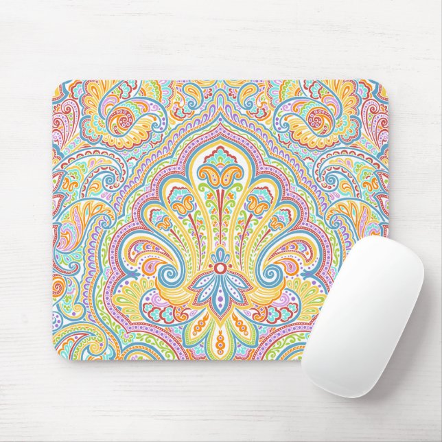 Ornate Hand Drawn Paisley Floral Motif Mouse Pad (With Mouse)