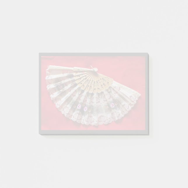Ornate Hand Held Fan on a Red Background Post-it Notes (Front)