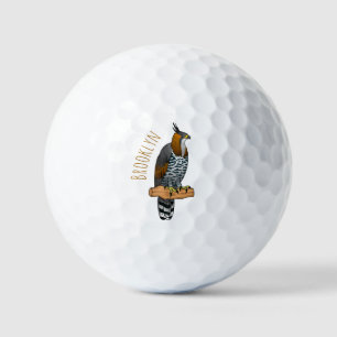 Ornate hawk eagle bird cartoon illustration golf balls