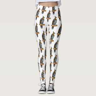 Ornate hawk eagle bird cartoon illustration leggings