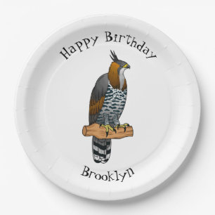 Ornate hawk eagle bird cartoon illustration  paper plate