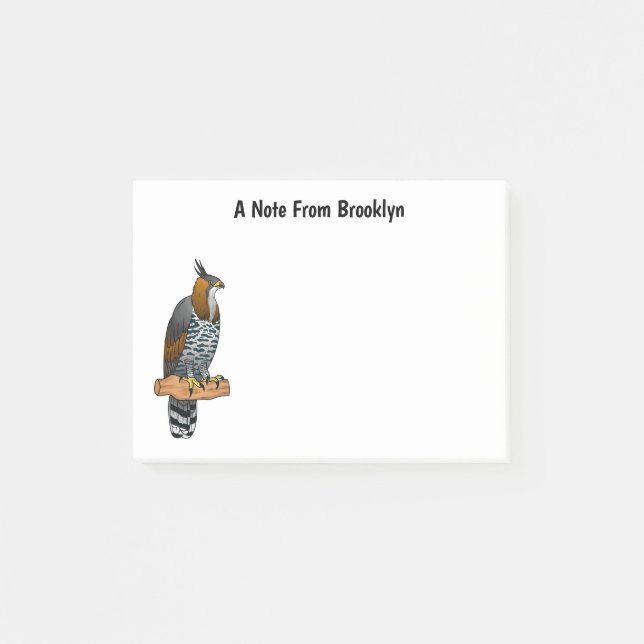Ornate hawk eagle bird cartoon illustration post-it notes (Front)