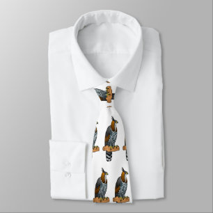 Ornate hawk eagle bird cartoon illustration tie