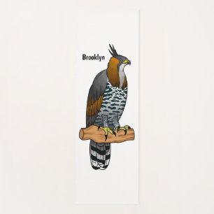 Ornate hawk eagle bird cartoon illustration  yoga mat