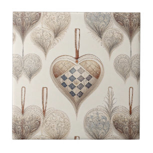 Ornate Heart Ornaments - Baroque & Quilted (3) Tile