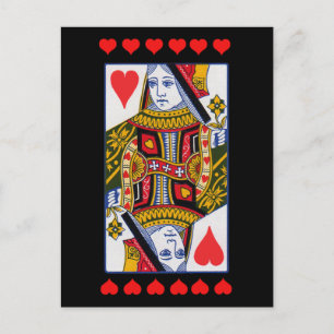 Ornate Heart Queen Playing Card Bright Red Hearts