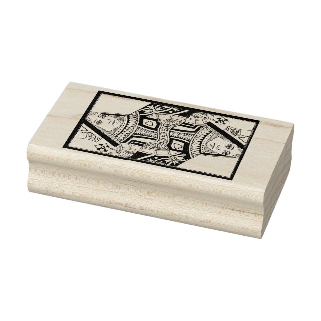 Ornate Heart Queen Playing Card in Border Rubber Stamp (Stamp)