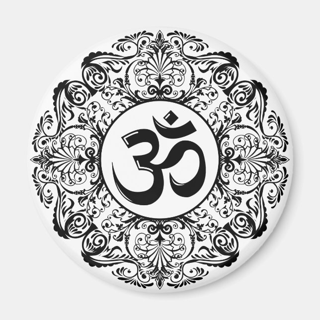 Ornate Hindu Om Symbol Magnet (Front)