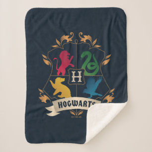 Ornate HOGWARTS™ House Crest Sherpa Blanket
