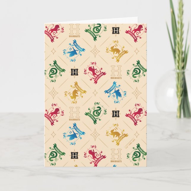 Ornate HOGWARTS™ House Crests Pattern Card (Front)