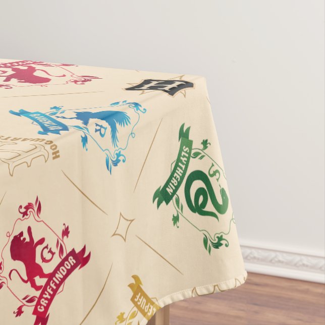 Ornate HOGWARTS™ House Crests Pattern Tablecloth (In Situ)