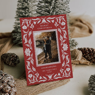 Ornate Holiday Botanical Photo Christmas Card