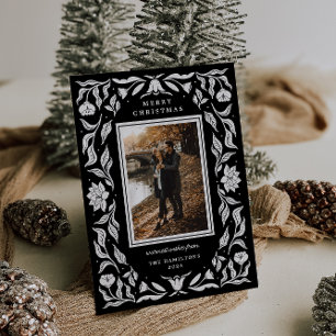 Ornate Holiday Botanical Photo Christmas Card