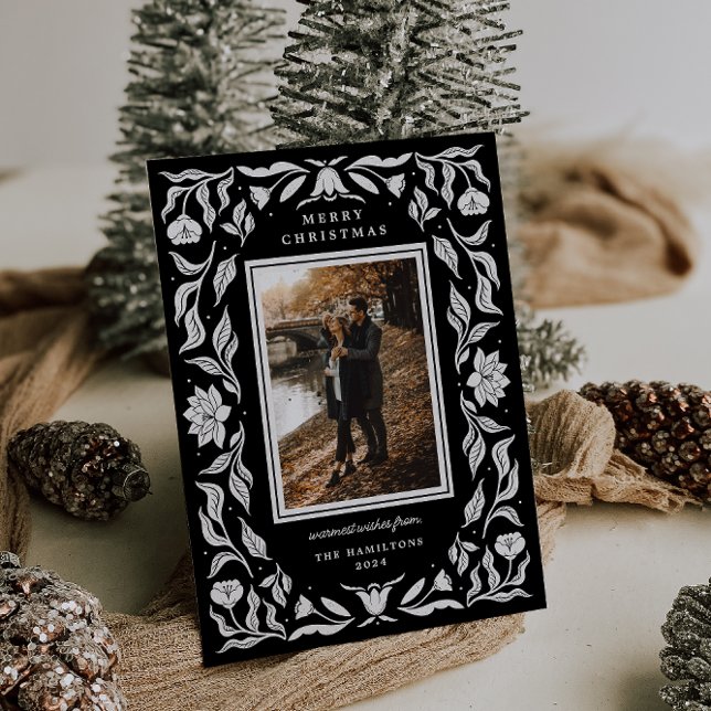 Ornate Holiday Botanical Photo Christmas Card (Creator Uploaded)