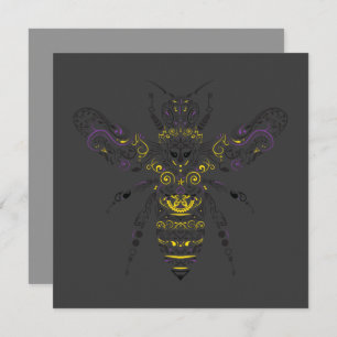 ornate honey bee invitation