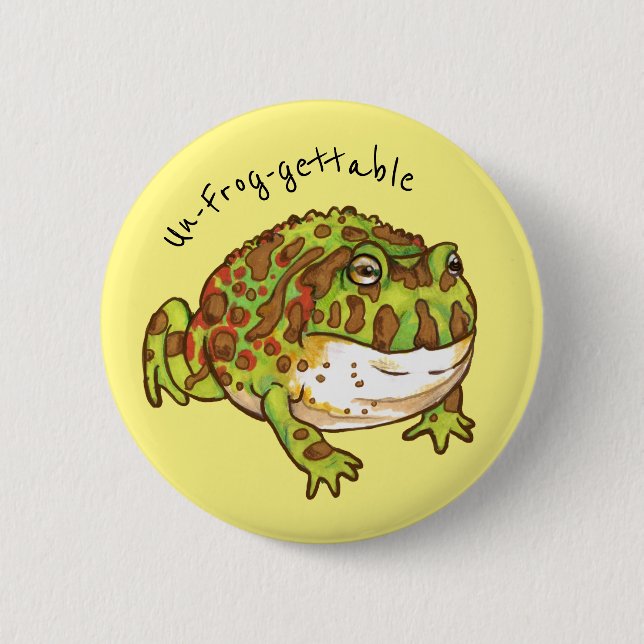 Ornate Horned Frog, un-Frog-gettable 2 Inch Round Button (Front)