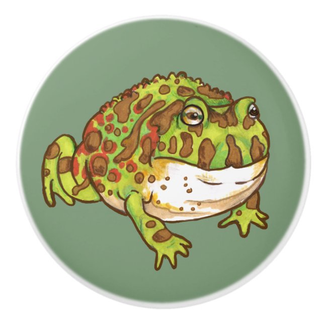 Ornate Horned Frogs Ceramic Knob (Front)