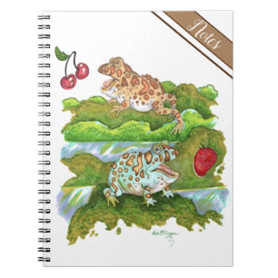Ornate Horned Frogs Chasing Fruit Notebook