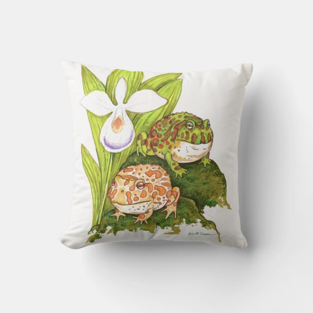 Ornate Horned Frogs Throw Pillow (Front)
