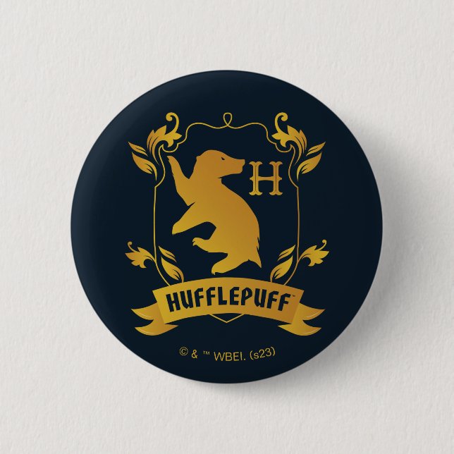 Ornate HUFFLEPUFF™ House Crest 2 Inch Round Button (Front)