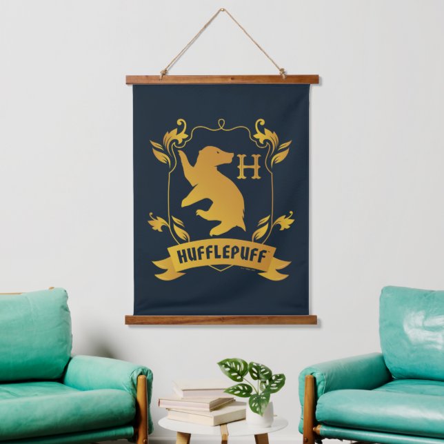 Ornate HUFFLEPUFF™ House Crest Hanging Tapestry (Living Room)