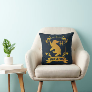 Ornate HUFFLEPUFF™ House Crest Throw Pillow