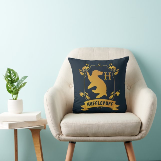 Ornate HUFFLEPUFF™ House Crest Throw Pillow (Chair)