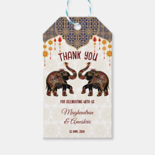 Ornate Indian elephant Indian wedding Gift Tags