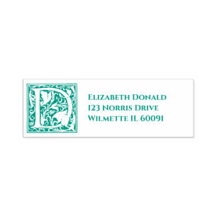 Ornate Initial D Personalized Return Address Self-inking Stamp