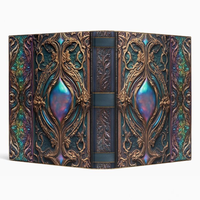 Ornate Iridescent Gilded Leather Book of Shadows Binder (Background)