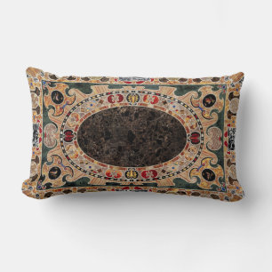 Ornate Italian Late-Renaissance Marble Pattern Lumbar Pillow