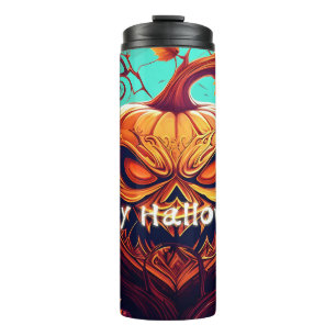 Ornate Jack-o-Lantern Twisted Branch Halloween Thermal Tumbler