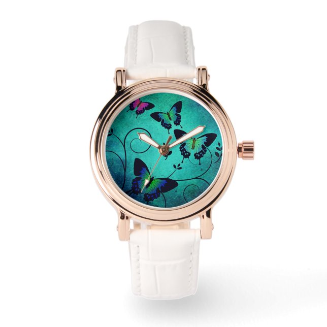 Ornate Jewel Butterflies Blue Watch (Front)