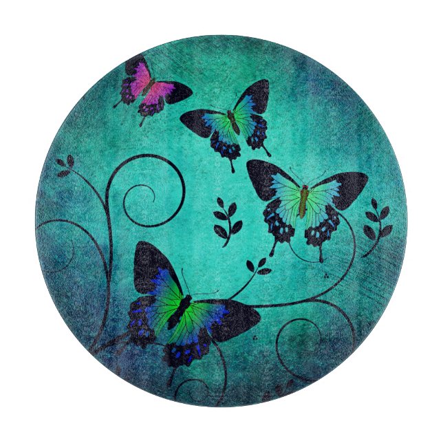 Ornate Jewel Butterflies Cutting Board (Front)