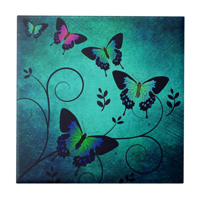 Ornate Jewel Butterflies Tile (Front)