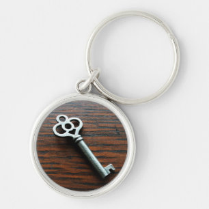 Ornate Key on Wooden Box Keychain