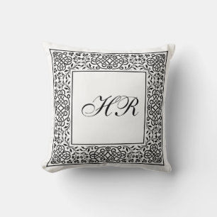 Ornate Knotwork Monogram Throw Pillow