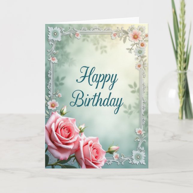 Ornate Lace Birthday Card (Front)