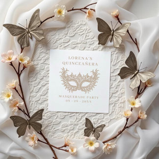 Ornate Lace Masquerade Mask Quinceañera Rubber Stamp