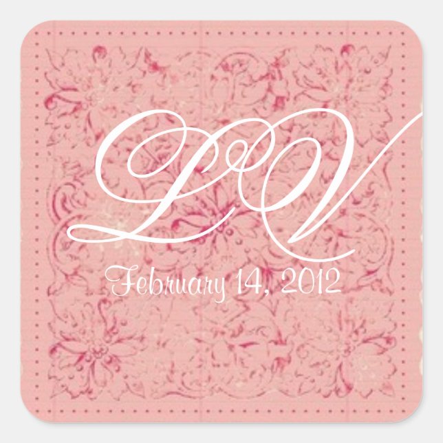 Ornate Lace Wedding Monogram Customizable Sticker (Front)
