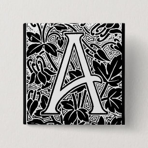 Ornate Letter "A" 2 Inch Square Button