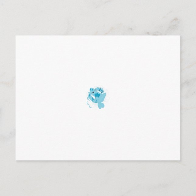 Ornate, light-blue and white flower design on a bl postcard (Front)