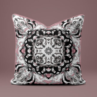 Ornate Mandala Decorative Pillow in Dusty Rose