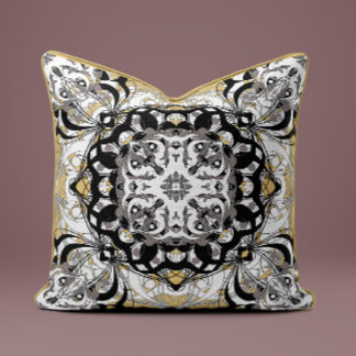Ornate Mandala Decorative Pillow in Golden Beige