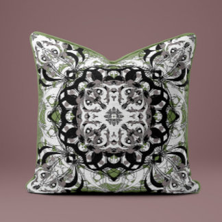 Ornate Mandala Decorative Pillow in Olive Green